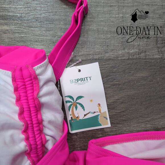 B2Prity Ruched Front One Piece Swimdress Swimsuit Size XL - Picture 2 of 5